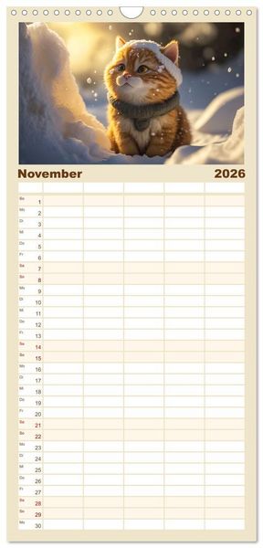 Produktbild: Familienplaner 2026 - Lustige K&auml;tzchen mit 5 Spalten (Wandkalender, 21 x 45 cm) CALVENDO