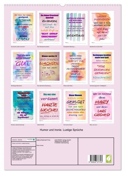 Produktbild: Humor und Ironie. Lustige Spr&uuml;che (hochwertiger Premium Wandkalender 2026 DIN A2 hoch), Kunstdruck in Hochglanz