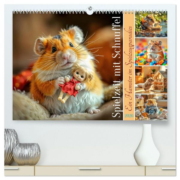 Spielzeit mit Schnuffel - Ein Hamster im Spielzeugparadies (hochwertiger Premium Wandkalender 2026 DIN A2 quer), Kunstdruck in Hochglanz