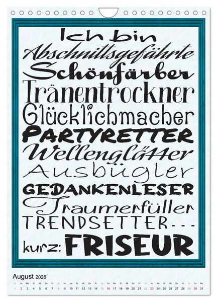 Produktbild: Friseur-Spr&uuml;che (Wandkalender 2026 DIN A4 hoch), CALVENDO Monatskalender