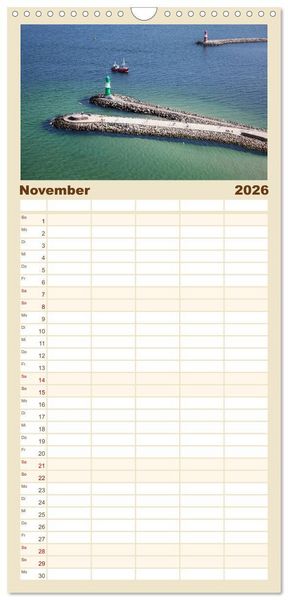 Produktbild: Familienplaner 2026 - Ostseebad Warnem&uuml;nde mit 5 Spalten (Wandkalender, 21 x 45 cm) CALVENDO