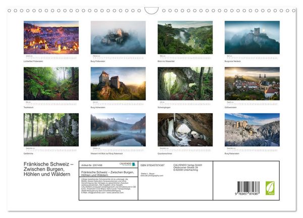 Produktbild: Fr&auml;nkische Schweiz &ndash; Zwischen Burgen, H&ouml;hlen und W&auml;ldern (Wandkalender 2026 DIN A3 quer), CALVENDO Monatskalender