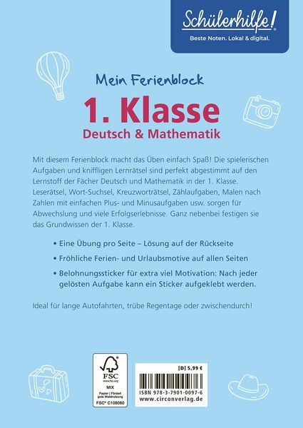 Produktbild: Mein Ferienblock - 1. Klasse