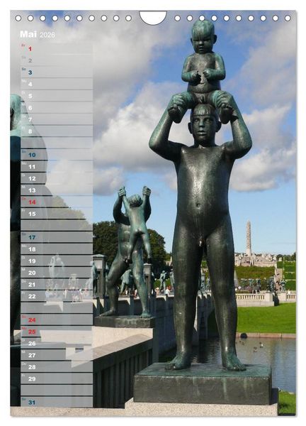 Produktbild: Skulpturen im Vigeland-Park Oslo (Wandkalender 2026 DIN A4 hoch), CALVENDO Monatskalender