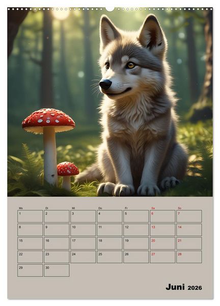 Produktbild: Tierkinder im Zauberwald (hochwertiger Premium Wandkalender 2026 DIN A2 hoch), Kunstdruck in Hochglanz