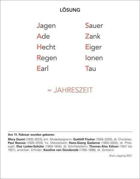 Produktbild: Brain Jogging Tagesabrei&szlig;kalender 2027 - Ged&auml;chtnis, Konzentration, Logik