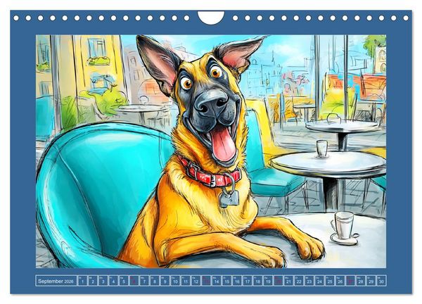 Produktbild: Malinois Fun. Lustige Cartoons vom Diensthund des Jahres! (Wandkalender 2026 DIN A4 quer), CALVENDO Monatskalender
