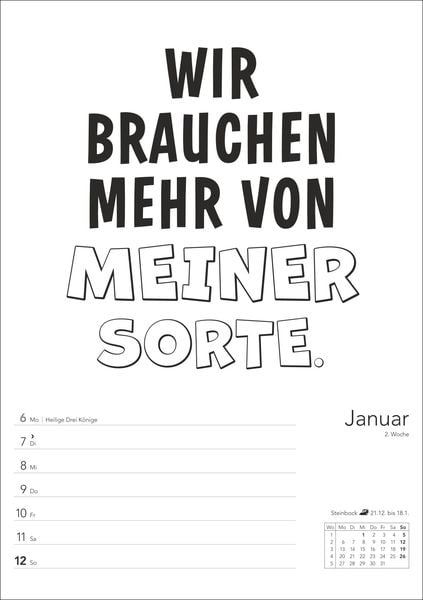 'Typo-Sprüche-Kalender s/w Wochenplaner 2025 - mit 53 witzigen Sprüchen' - 'Athesia'