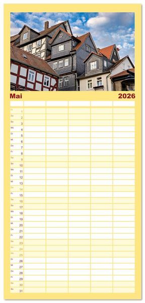 Produktbild: Familienplaner 2026 - Mein historisches Marburg mit 5 Spalten (Wandkalender, 21 x 45 cm) CALVENDO