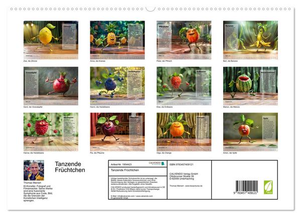 Produktbild: Tanzende Fr&uuml;chtchen (hochwertiger Premium Wandkalender 2026 DIN A2 quer), Kunstdruck in Hochglanz