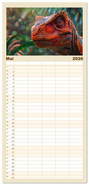 Produktbild: Familienplaner 2026 - Vergessene Wunder - Ein Jahr mit ausgestorbenen Tieren mit 5 Spalten (Wandkalender, 21 x 45 cm) CALVENDO