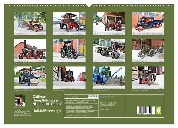 Produktbild: Oldtimer-Dampffahrzeuge. Historische Dampf- und Hei&szlig;luftfahrzeuge (hochwertiger Premium Wandkalender 2026 DIN A2 quer), Kunstdruck in Hochglanz