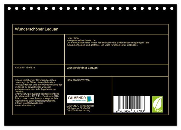 Produktbild: Wundersch&ouml;ner Leguan (Tischkalender 2026 DIN A5 quer), CALVENDO Monatskalender