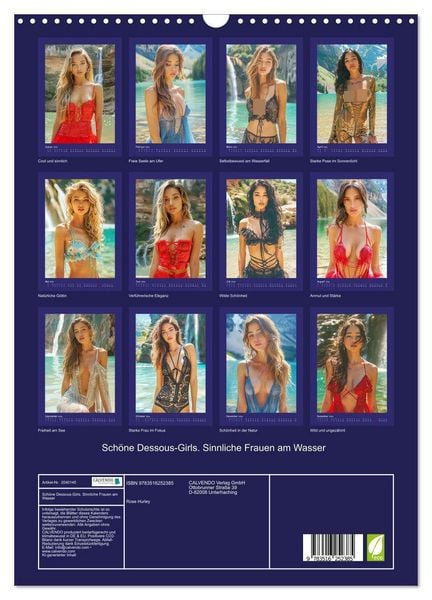 Produktbild: Sch&ouml;ne Dessous-Girls. Sinnliche Frauen am Wasser (Wandkalender 2026 DIN A3 hoch), CALVENDO Monatskalender