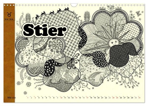Produktbild: Tangle-Art, Sternzeichen mal anders (Wandkalender 2026 DIN A3 quer), CALVENDO Monatskalender