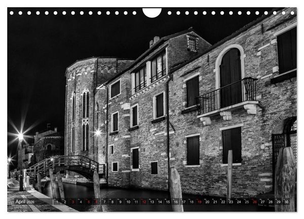 Produktbild: Leuchtendes Venedig &hellip;in monochrom (Wandkalender 2026 DIN A4 quer), CALVENDO Monatskalender