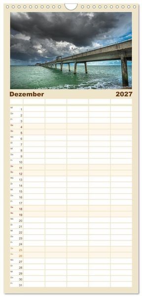 Produktbild: Familienplaner 2027 - Seebr&uuml;cken im Vereinigten K&ouml;nigreich mit 5 Spalten (Wandkalender, 21 x 45 cm) CALVENDO