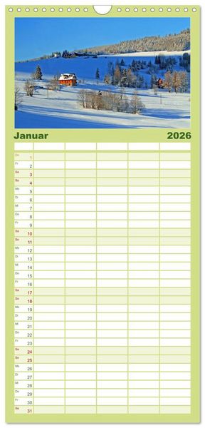 Produktbild: Familienplaner 2026 - Die Sch&ouml;nheit der Jahreszeiten, Sehnsucht nach Farbe und Leichtigkeit mit 5 Spalten (Wandkalender, 21 x 45 cm) CALVENDO