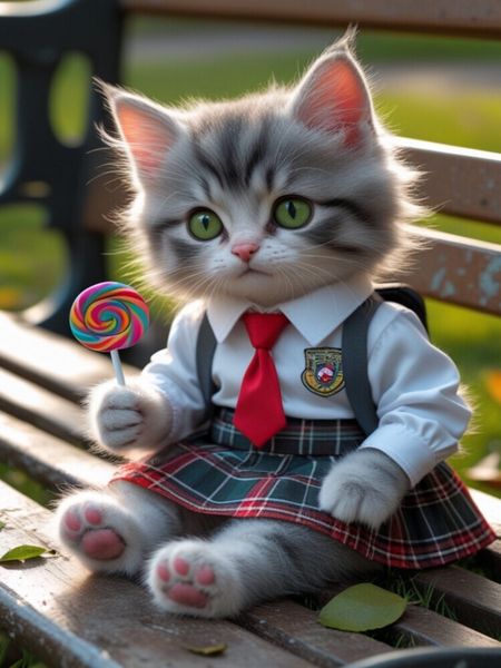 Produktbild: CALVENDO Puzzle Kleine Schulkatze mit Lolli - niedliches Katzenbild mit Schuluniform | 1000 Teile Lege-Gr&ouml;&szlig;e 64x48cm Foto-Puzzle f&uuml;r gl&uuml;ckliche Stunde