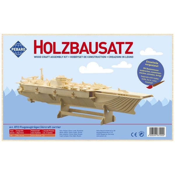 Produktbild: PEBARO 872 - Holzbausatz Flugzeugtr&auml;ger, 165 Teile, Holzkonstruktion zum Zusammenstecken