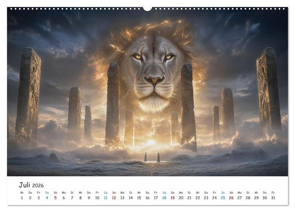 Produktbild: Die St&auml;rke der L&ouml;wenw&auml;chter (Wandkalender 2026 DIN A2 quer), CALVENDO Monatskalender