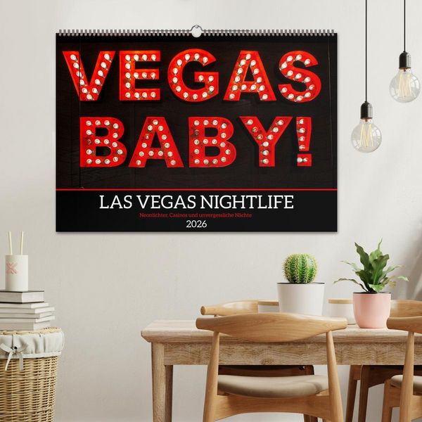 Produktbild: Las Vegas Nightlife - Neonlichter, Casinos und unvergessliche N&auml;chte (Wandkalender 2026 DIN A2 quer), CALVENDO Monatskalender