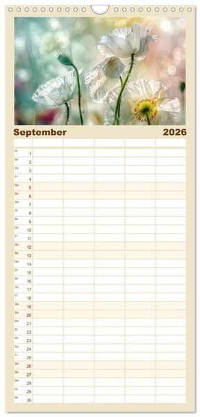Produktbild: Familienplaner 2026 - Bezaubernde Mohnblumen mit 5 Spalten (Wandkalender, 21 x 45 cm) CALVENDO