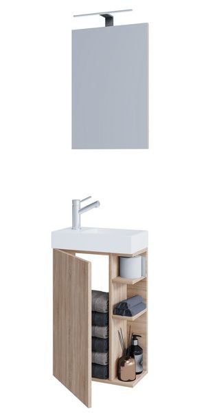 Produktbild: 2-tlg G&auml;ste WC Badm&ouml;bel Waschtisch Lumia Spiegel