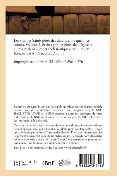 Produktbild: Les vies des Saints p&egrave;res des d&eacute;serts et de quelques saintes. Volume 2