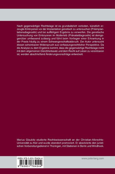 Produktbild: Widerspr&uuml;che im Regelungskomplex der genetischen Fr&uuml;hdiagnostik &ndash; eine verfassungsrechtliche Analyse