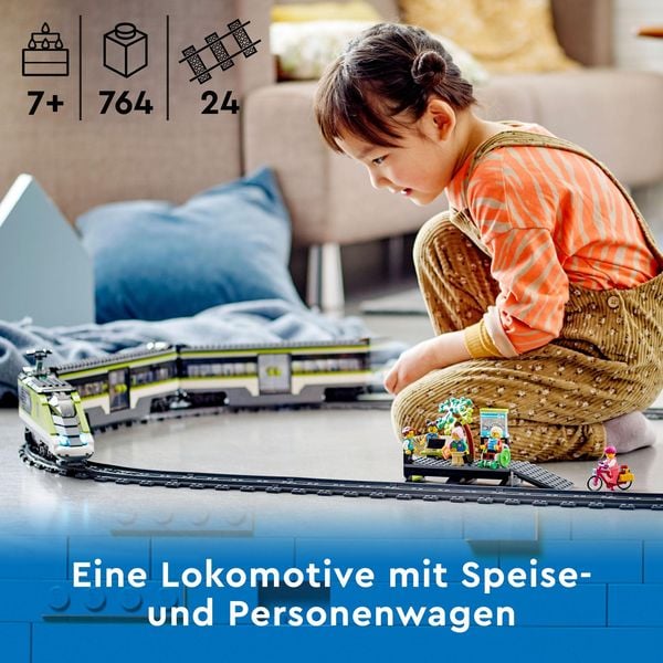 Produktbild: LEGO City 60337 Personen-Schnellzug, Spielzeug-Eisenbahn, Set mit Schienen
