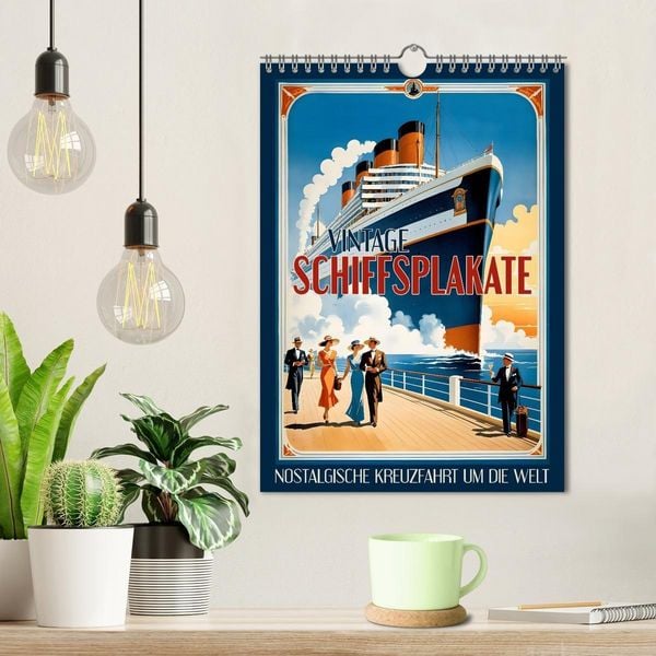 Produktbild: Vintage Schiffsplakate - nostalgische Kreuzfahrt um die Welt (Wandkalender 2026 DIN A4 hoch), CALVENDO Monatskalender
