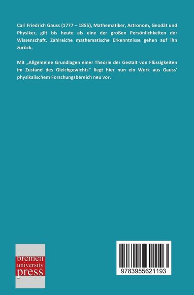 Produktbild: Allgemeine Grundlagen einer Theorie der Gestalt von Fl&uuml;ssigkeiten im Zustand des Gleichgewichts