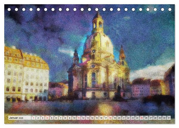Produktbild: Pointilistische Weltreise (Tischkalender 2026 DIN A5 quer), CALVENDO Monatskalender