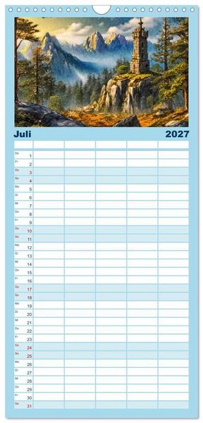 Produktbild: Familienplaner 2027 - Pl&auml;tze zum Tr&auml;umen mit 5 Spalten (Wandkalender, 21 x 45 cm) CALVENDO
