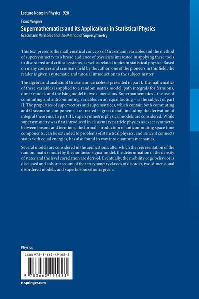 Produktbild: Supermathematics and its Applications in Statistical Physics