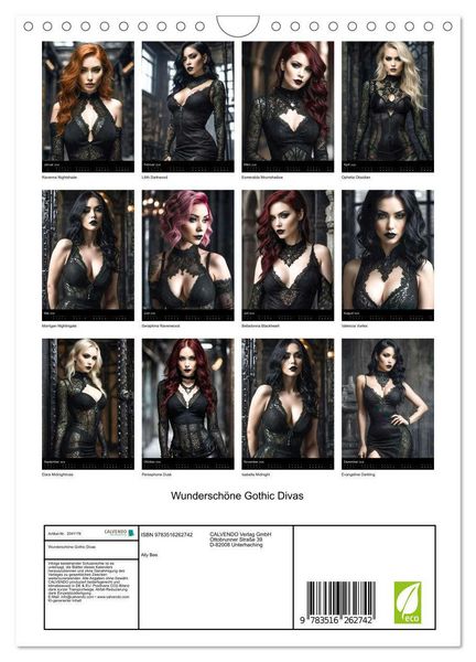 Produktbild: Wundersch&ouml;ne Gothic Divas (Wandkalender 2026 DIN A4 hoch), CALVENDO Monatskalender