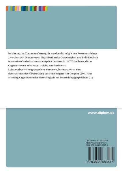 Produktbild: Organisationale Gerechtigkeit und innovatives Verhalten in Organisationen