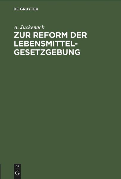 Produktbild: Zur Reform der Lebensmittelgesetzgebung