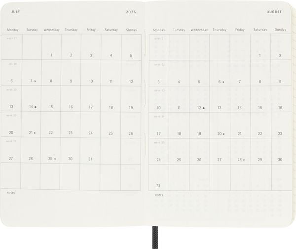 Moleskine 18 Monate Wochenkalender 2025/2026, P/A6, 1 Wo = 1 Seite, Rechts Linierte Seite, Weicher Einband, Schwarz