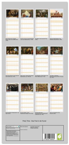 Produktbild: Familienplaner 2026 - Party Time - Das Fest in der Kunst mit 5 Spalten (Wandkalender, 21 x 45 cm) CALVENDO