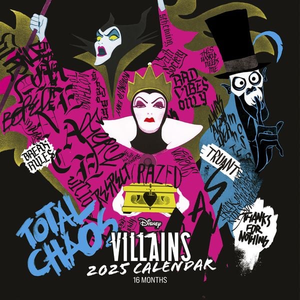 Pyramid – Disney Villains 2025 Broschürenkalender, 30x30cm, Kalender mit den Schurken von Disney, Monatsübersicht, nachh