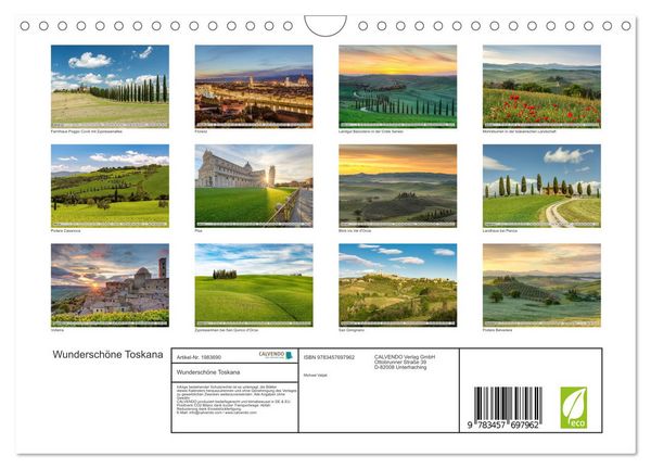 Produktbild: Wundersch&ouml;ne Toskana (Wandkalender 2026 DIN A4 quer), CALVENDO Monatskalender