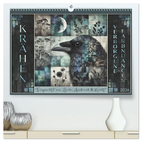Produktbild: Kr&auml;hen. Verborgene Farbnuancen. Kunst. (hochwertiger Premium Wandkalender 2026 DIN A2 quer), Kunstdruck in Hochglanz