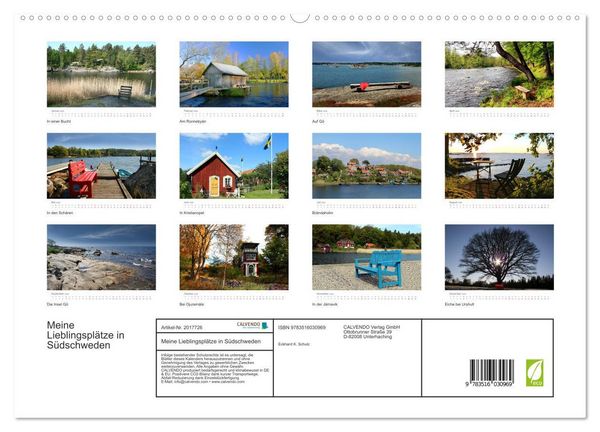 Produktbild: Meine Lieblingspl&auml;tze in S&uuml;dschweden (hochwertiger Premium Wandkalender 2026 DIN A2 quer), Kunstdruck in Hochglanz