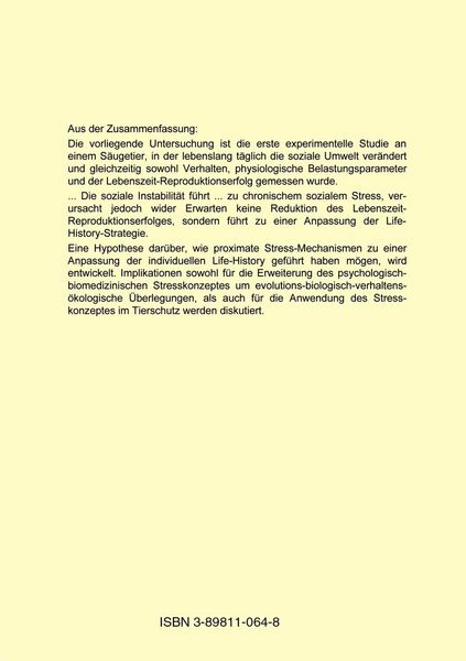 Produktbild: Stress und life History weiblicher Hausmeerschweine