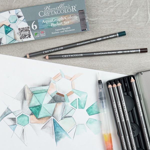 Produktbild: Cretacolor K&uuml;nstlerstifte Aquarellgraphit Pocket Set, 6er Metalletui