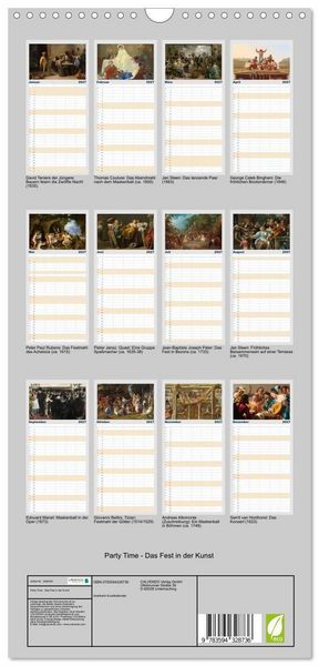 Produktbild: Familienplaner 2027 - Party Time - Das Fest in der Kunst mit 5 Spalten (Wandkalender, 21 x 45 cm) CALVENDO