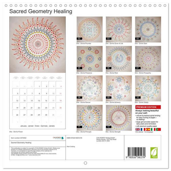Produktbild: Sacred Geometry Healing (Wall Calendar 2026 12 &times; 12 Inch) CALVENDO 12 Month Wall Calendar