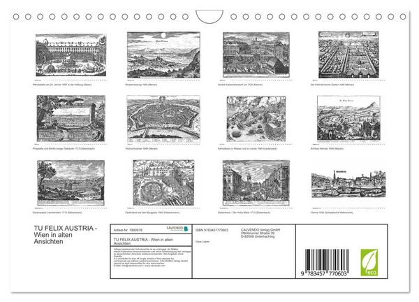 Produktbild: TU FELIX AUSTRIA - Wien in alten Ansichten (Wandkalender 2026 DIN A4 quer), CALVENDO Monatskalender